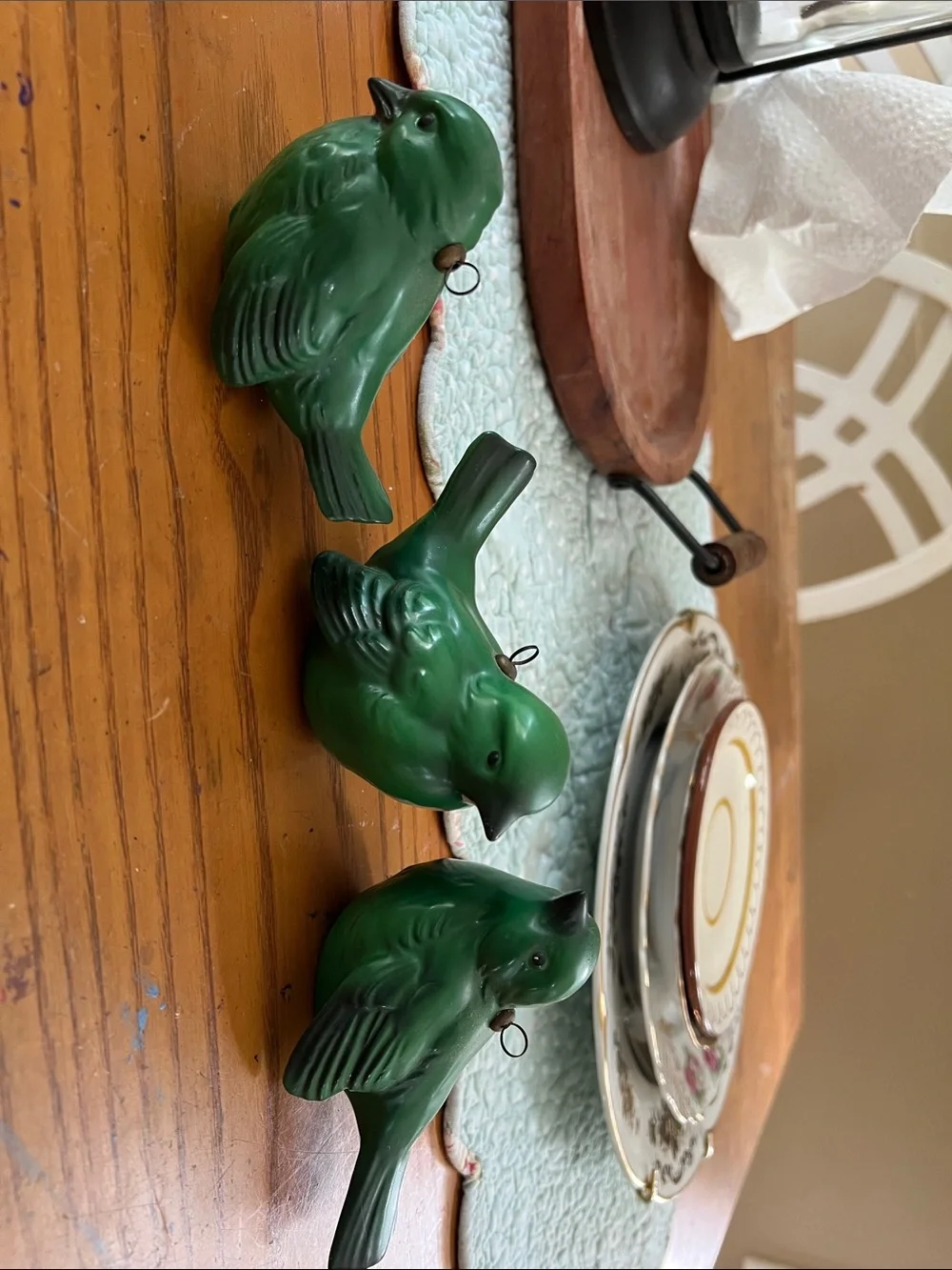 Goebel 1950’s W Germany green sparrow ornaments.